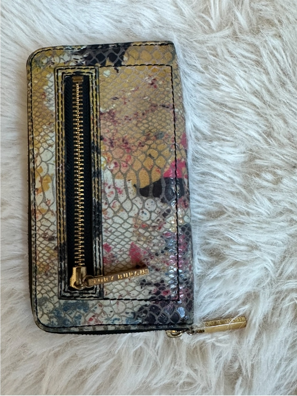 Tory Burch Multicolor Snake-Print Zip Card Wallet with Gold Hardware Zip around - Picture 4 of 16
